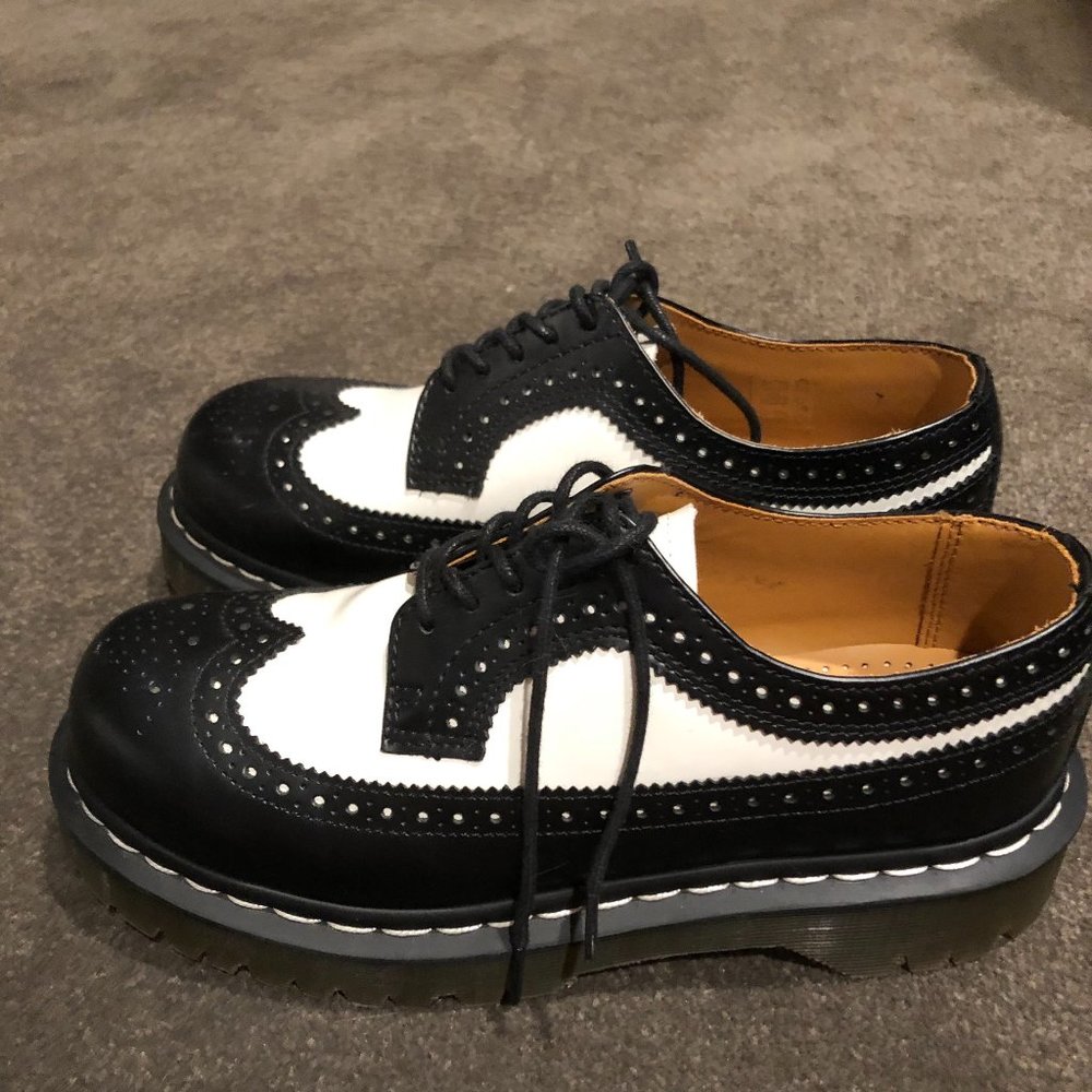 Dr. Marten Bex Black and White Brogue Unisex Shoes